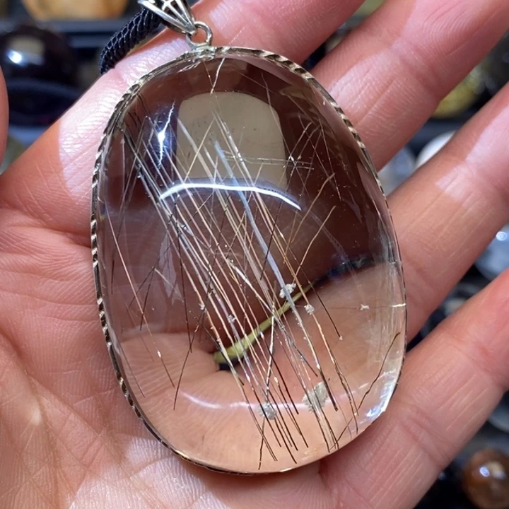 【闪购商品】水晶天然发晶吊坠银S925镶嵌