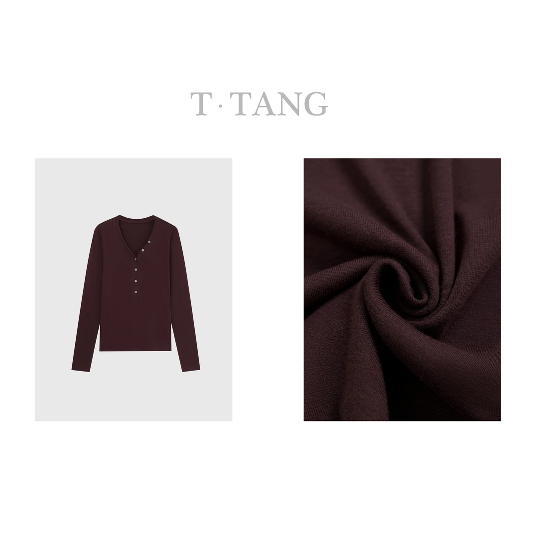 FL230g兰精莱赛尔罗纹面料时尚百搭气质V领长袖针织上衣【6630】