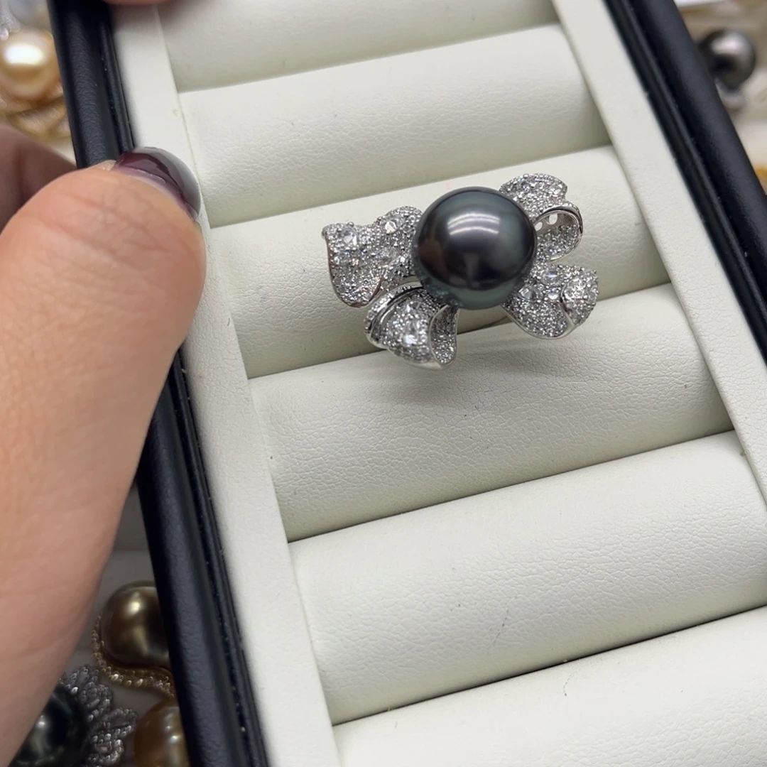 戒指海水珍珠银S925镶嵌