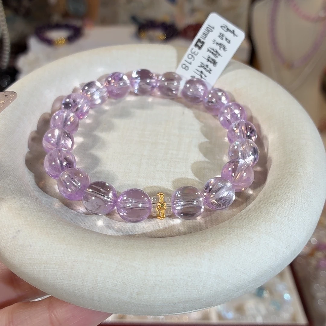 *****锂辉石手串未镶嵌拉丝透体紫锂辉10+