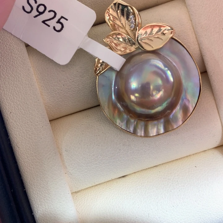 银S925镶嵌颈饰拼合珍珠（马贝珠）