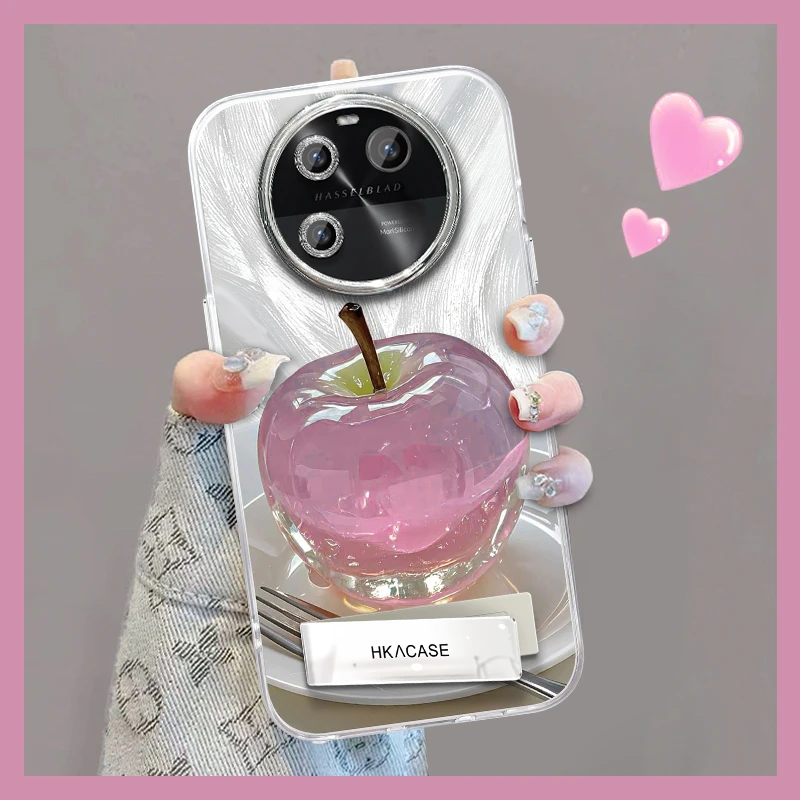 适用oppofindx6pro精孔羽纱晶莹粉苹果网红创意支架全包手机壳女