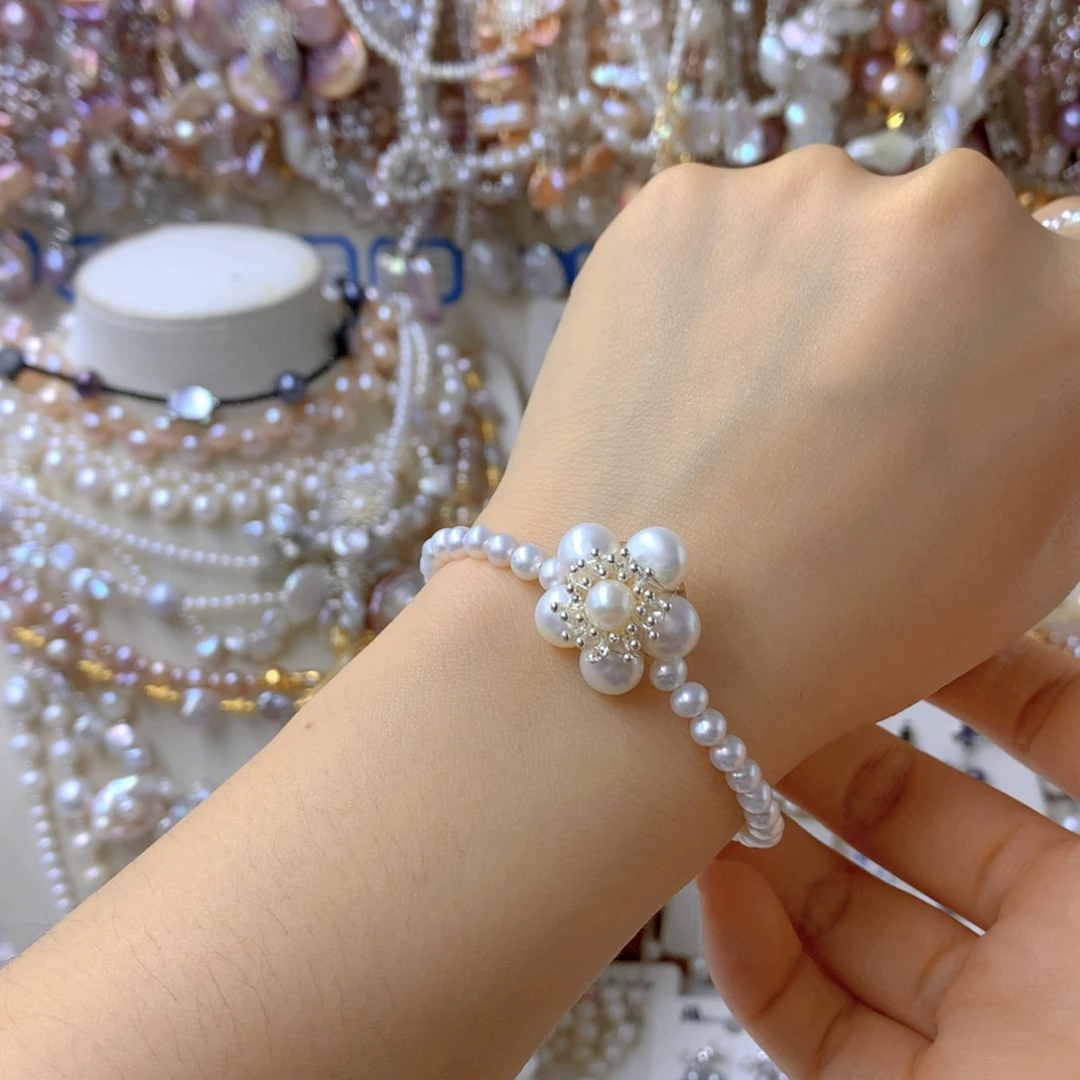 银S925镶嵌淡水珍珠耳饰