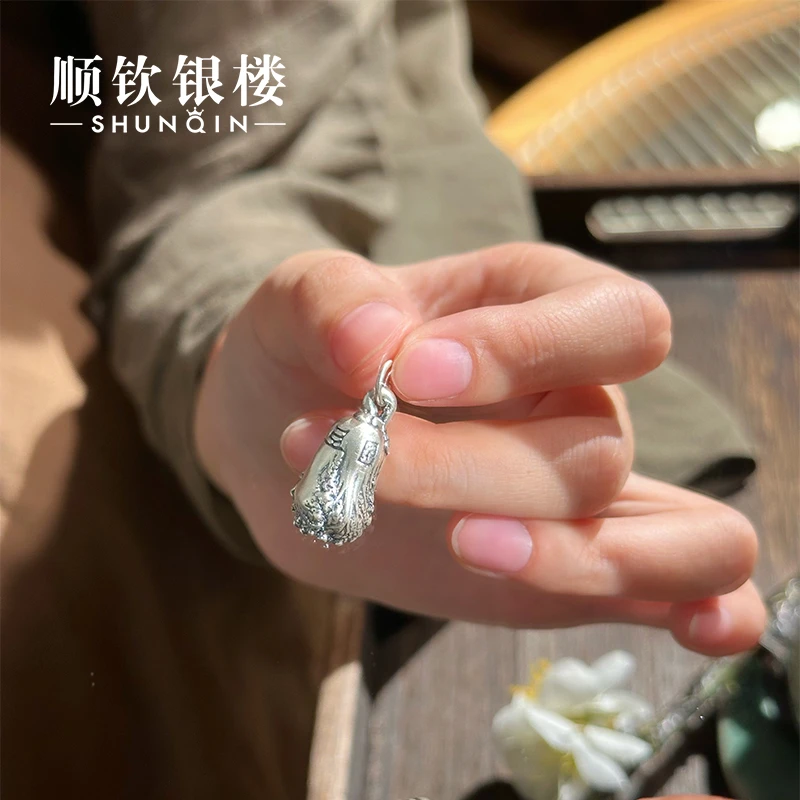 顺钦银楼 吊坠足银 【百财吊坠（做旧）】足银999百财暴富迎新
