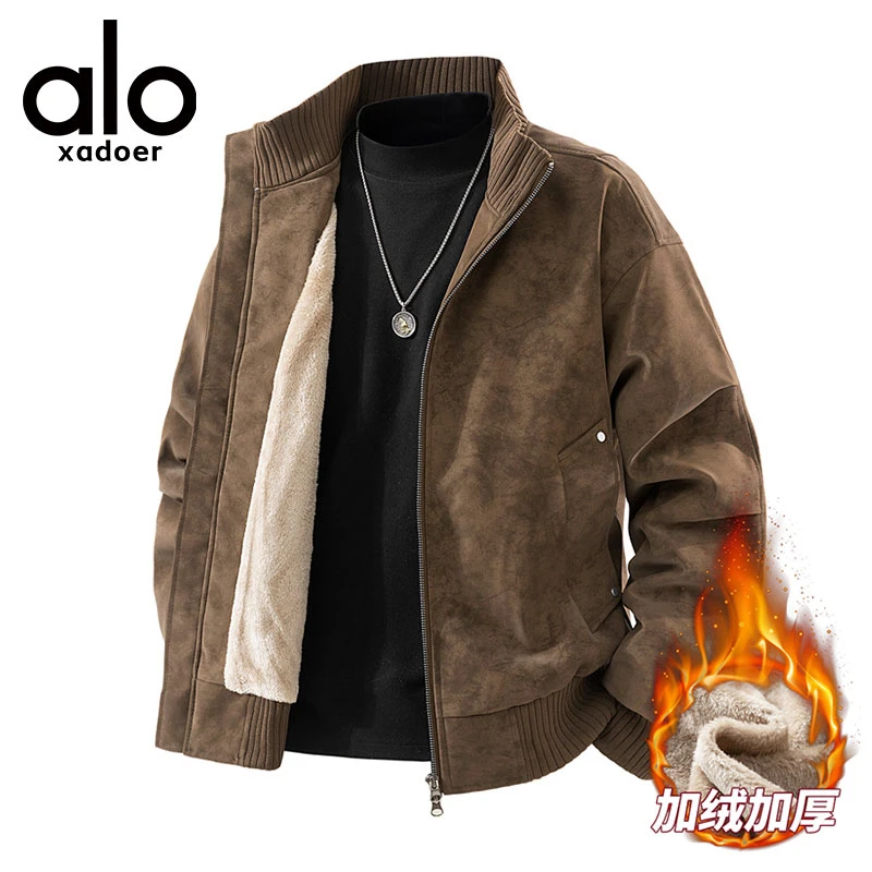 【奥特莱斯】冬季新款保暖夹克外套男装加绒加厚潮流保暖针织立领男
