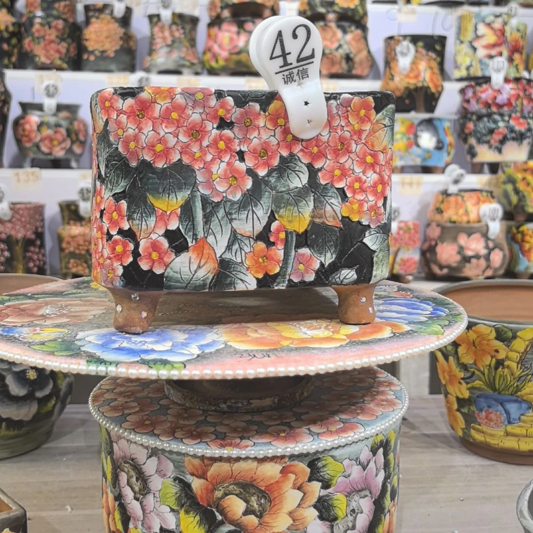 红泥花盆景德镇花盆