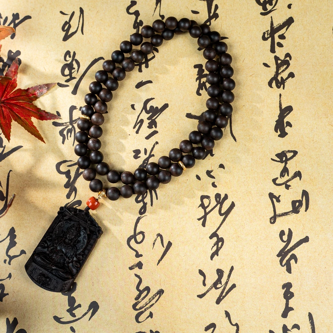 【沉水】富森红土W年晚清回流老料1.0多圈配八大守护之一沉香木雕