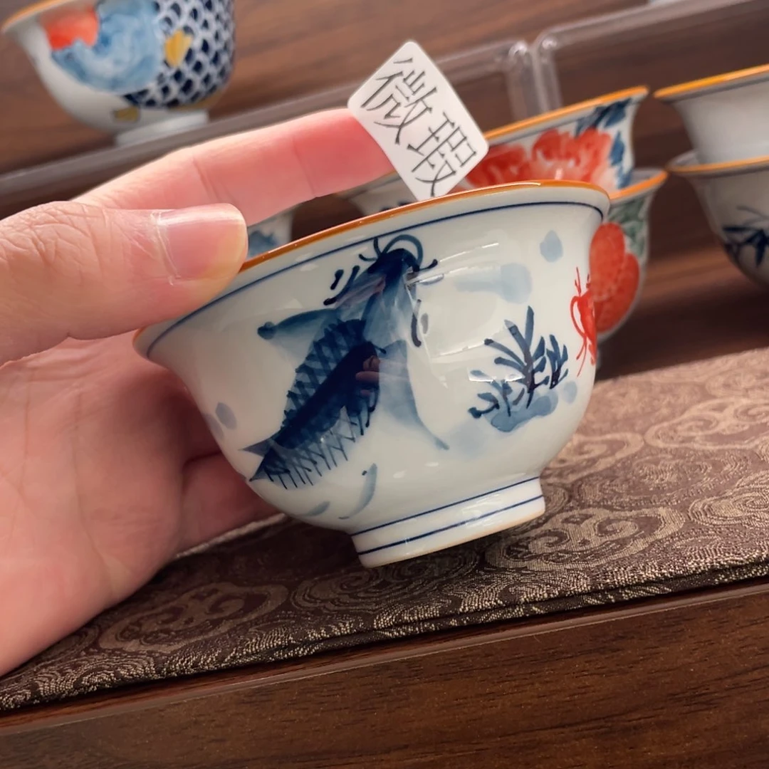 釉下手绘茶具微瑕