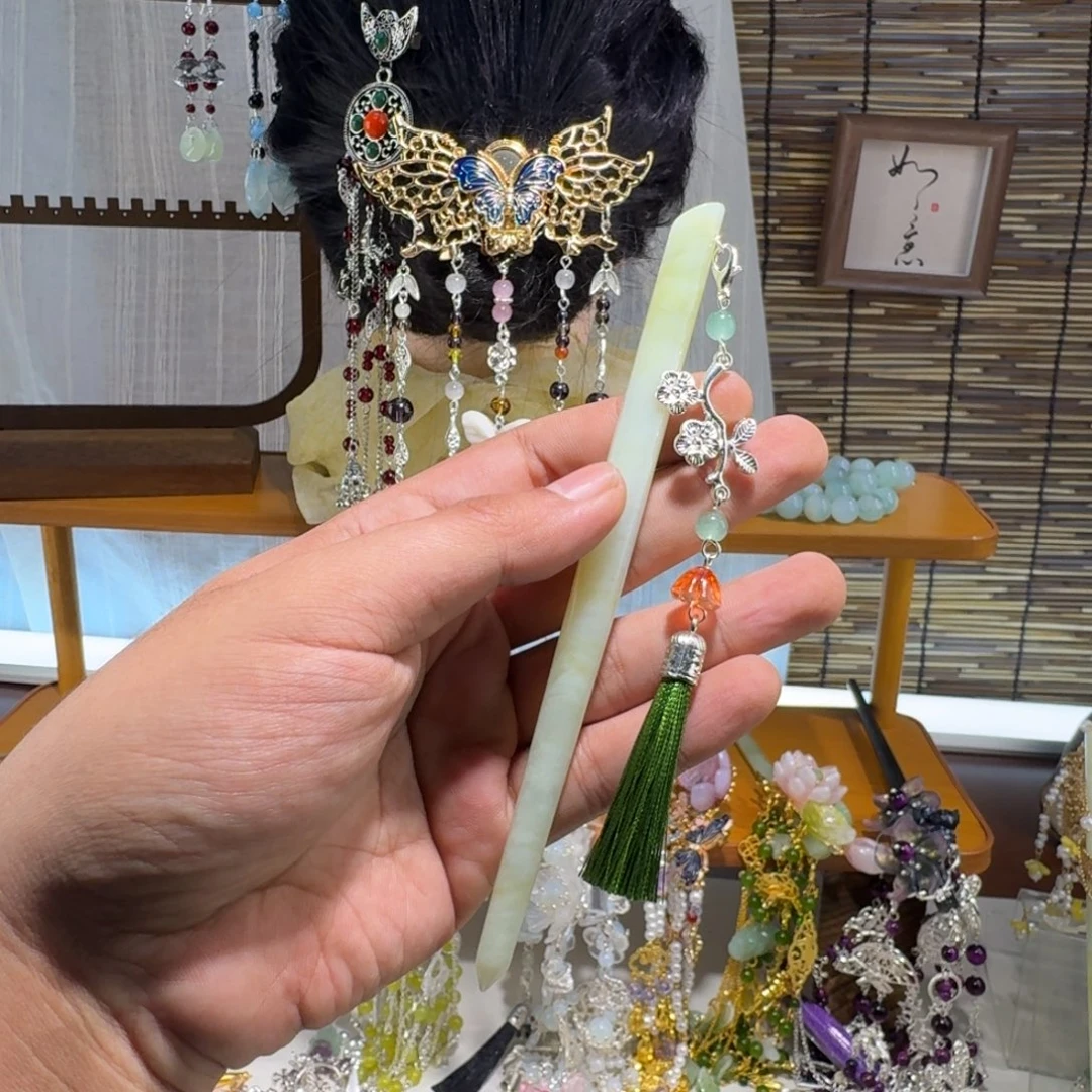 蛇纹石玉合金发饰