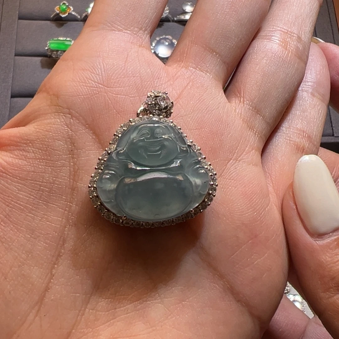 翡翠银S925镶嵌吊坠(不含链)