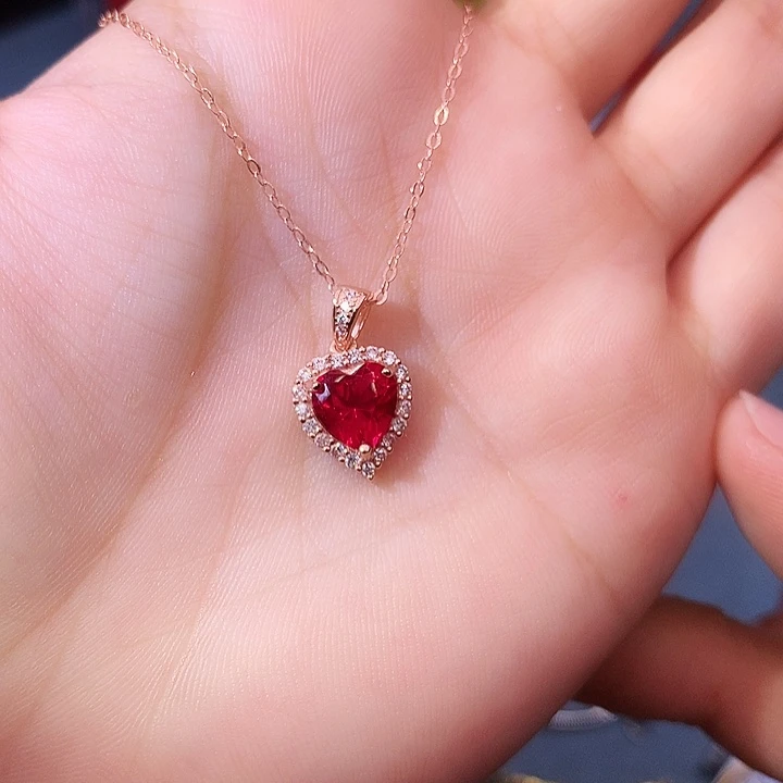 红宝石吊坠(赠链)银S925镶嵌