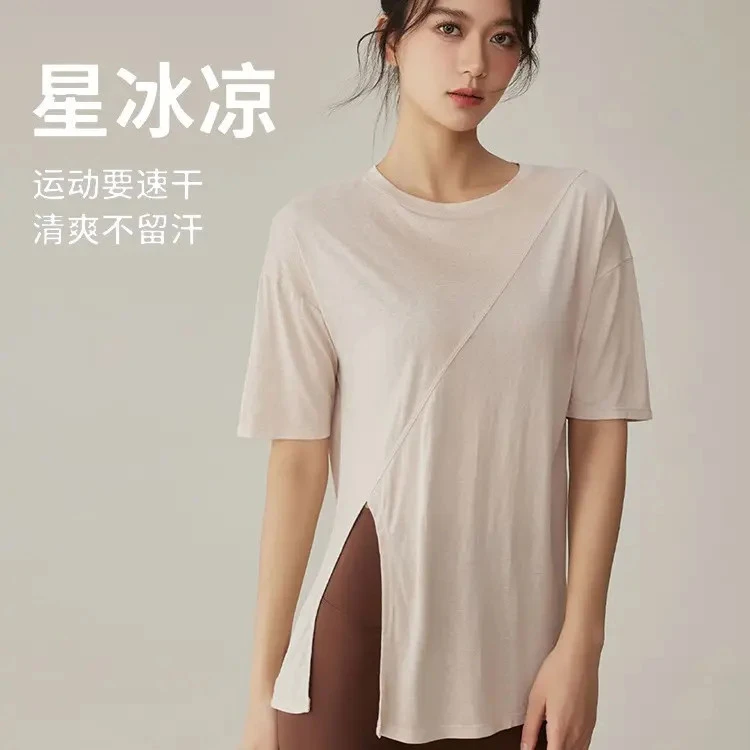 lulu运动服女宽松显瘦罩衫健身短袖训练普拉提瑜伽服宽松健身服