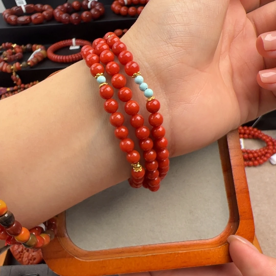 南红玛瑙未镶嵌（保山满肉偏红长链5+、可项链）