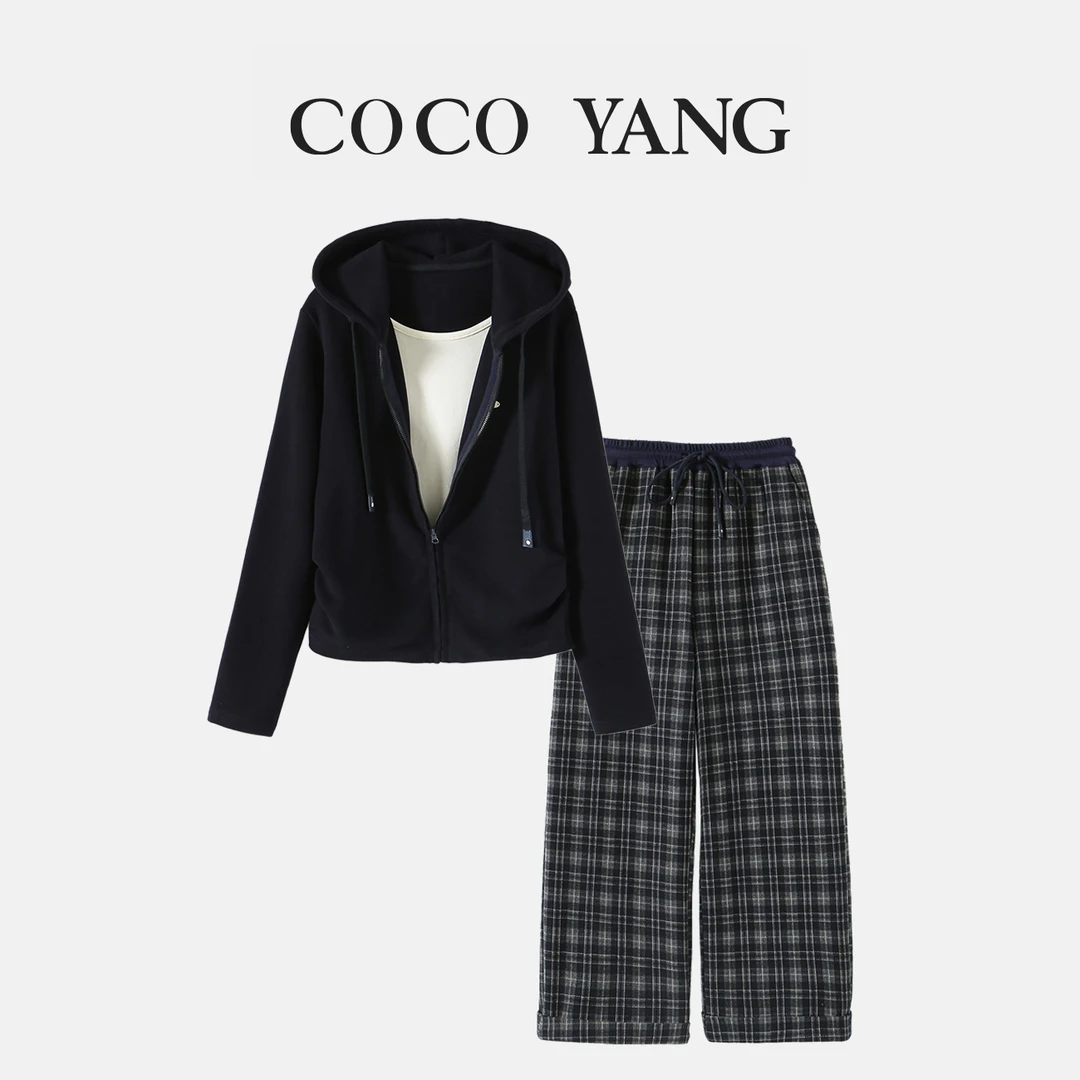 春秋女大童气质套装休闲时尚长袖阔腿长裤两件套学生亲子-SA316