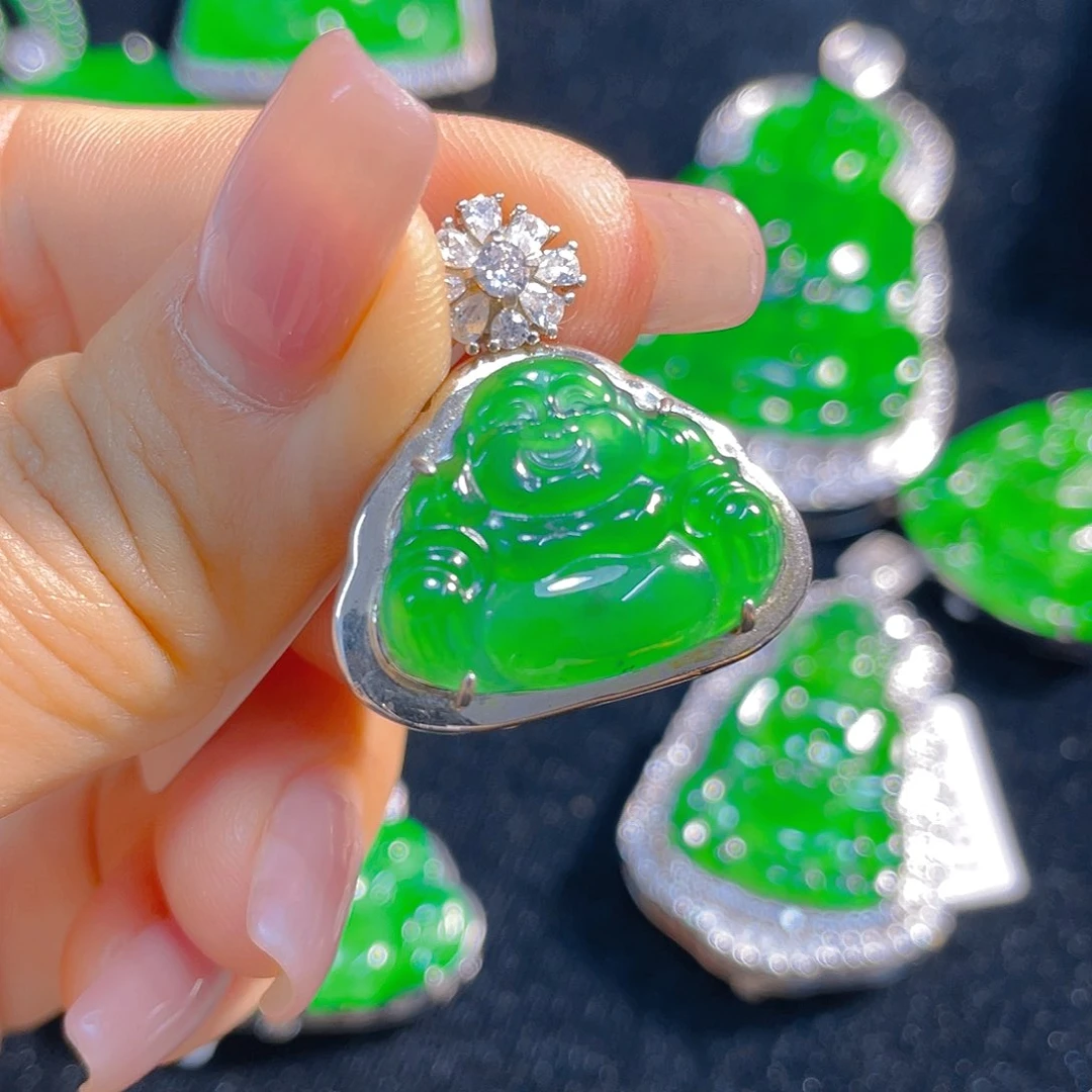 翡翠银S925镶嵌颈饰天然