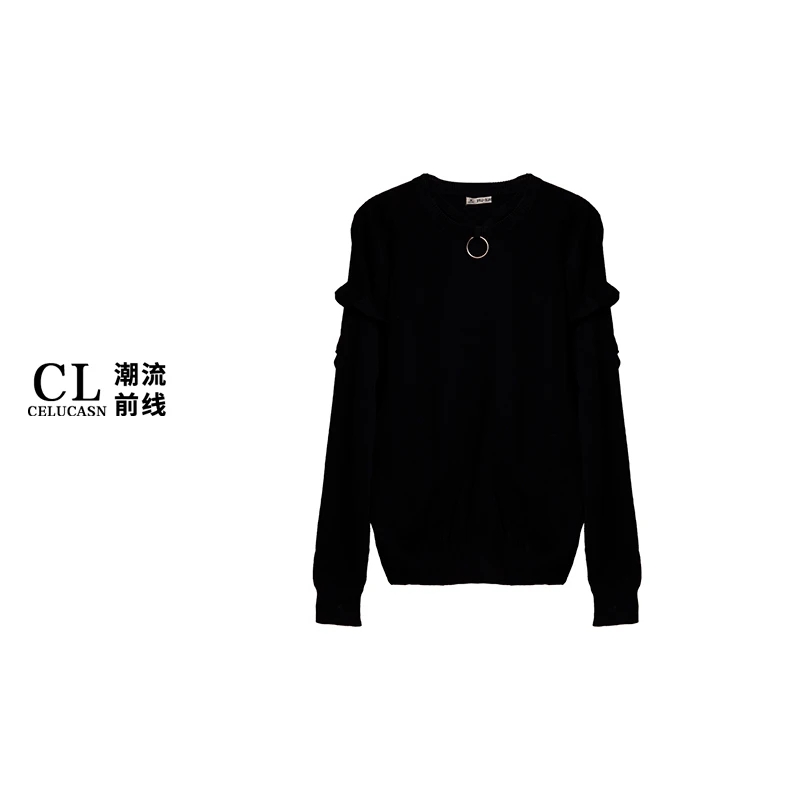 H8CI6092#设计感小众针织打底衫宽松显瘦V领秋冬时尚针织毛衣