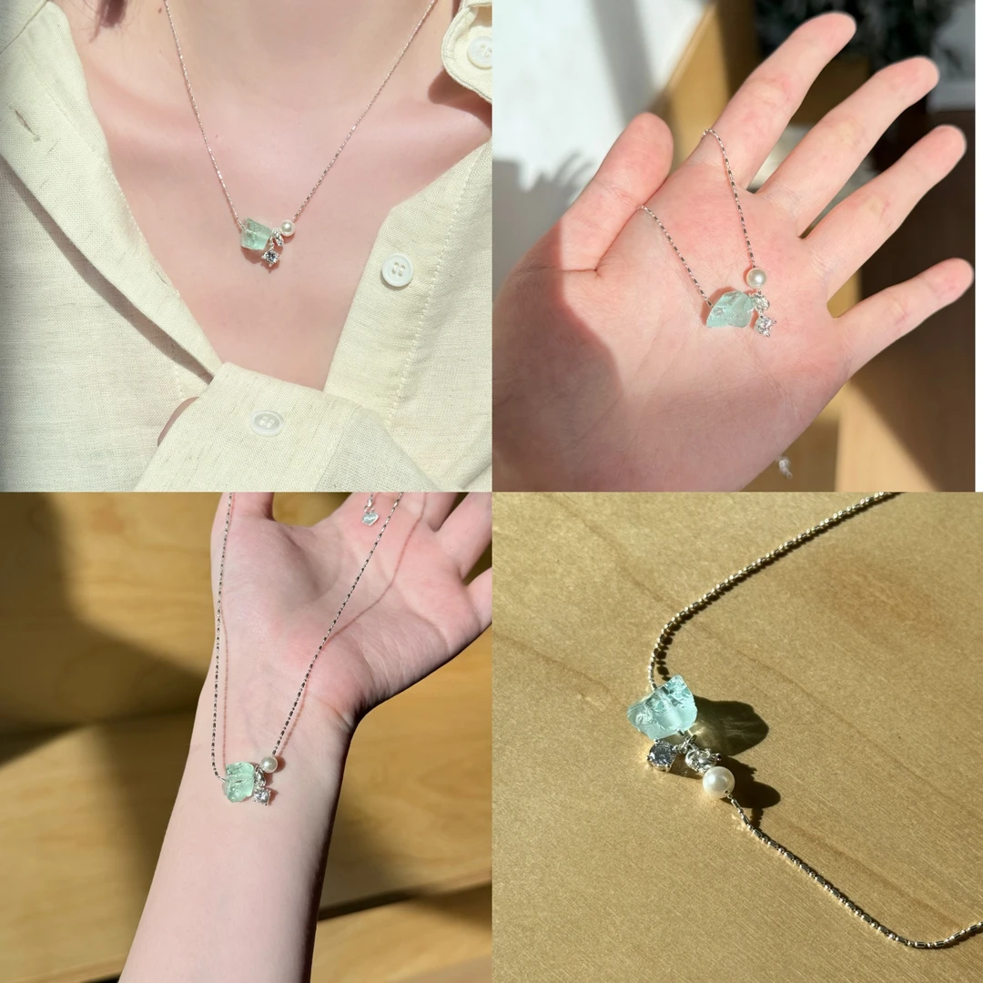 hucares「冰薄荷星芒」绝美！原创水晶项链女叠戴