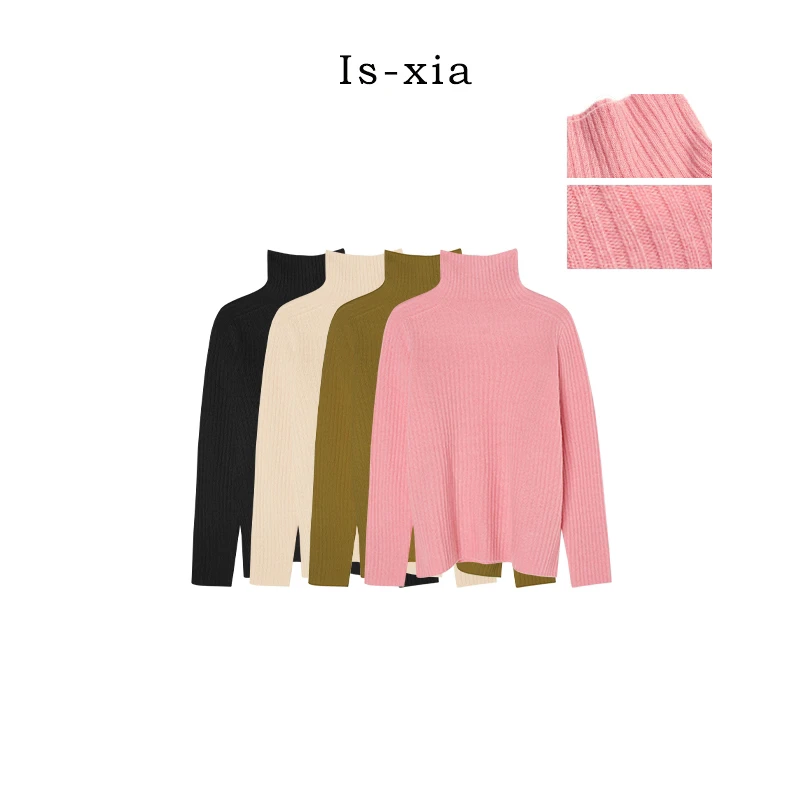 【腐竹打底】人手两件 100绵羊毛竖坑条高领毛衣保暖显瘦打底衫百