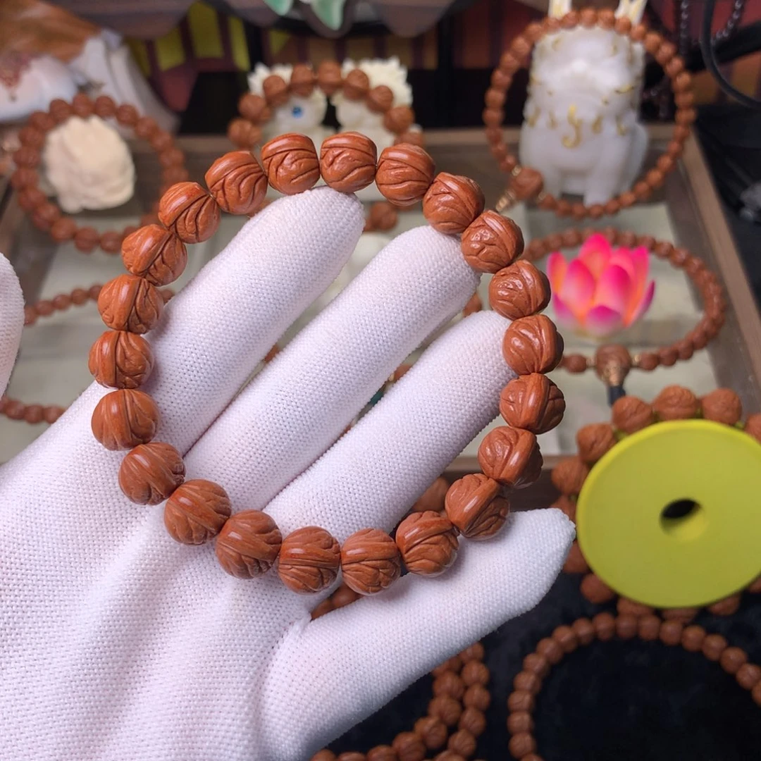 吊坠桃核玉龙脊手串12