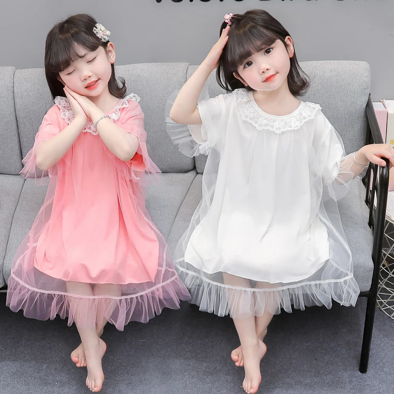 女童睡衣莫代尔夏季薄款儿童睡裙宝宝空调服夏天女孩连衣裙家居服