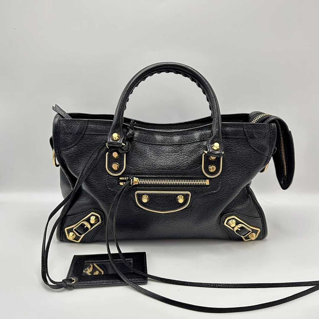 95新 Balenciaga/巴黎世家 黑金手提单肩机车包 61806
