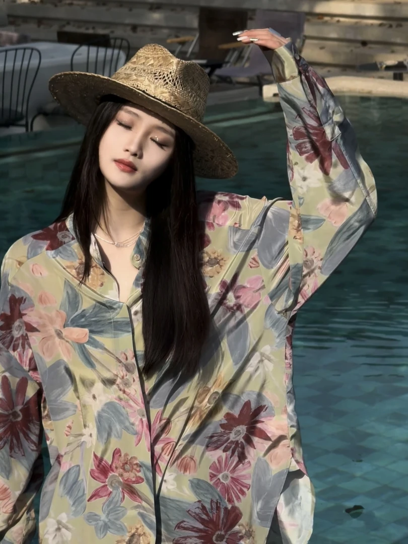 Ah·Jing 梓静 【花满庭】花衬衫新国风设计感时尚显气质衬衫0292