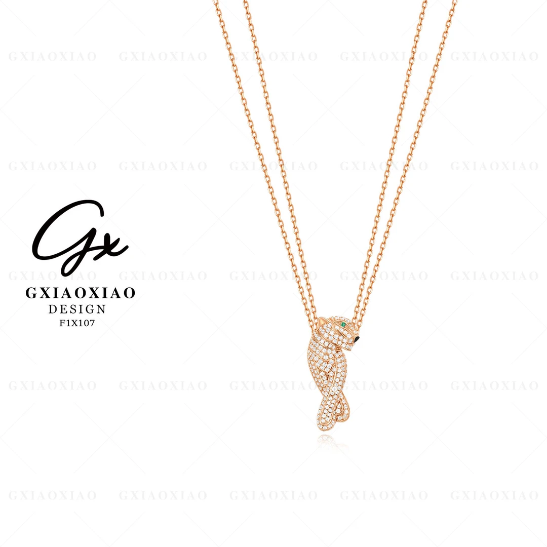 坠链均925银合成锆石 GXX【雪豹】法式轻奢气质高级感项链 F1X107