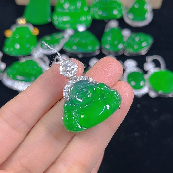 翡翠银S925镶嵌吊坠(不含链)