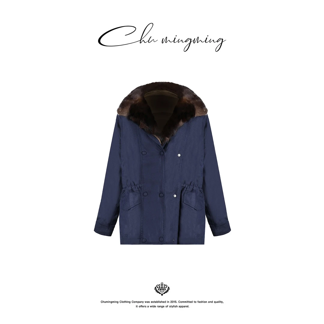 【CHUMINGMING】【藏绒】貂拼接鹅绒工装派克外套BL25K10