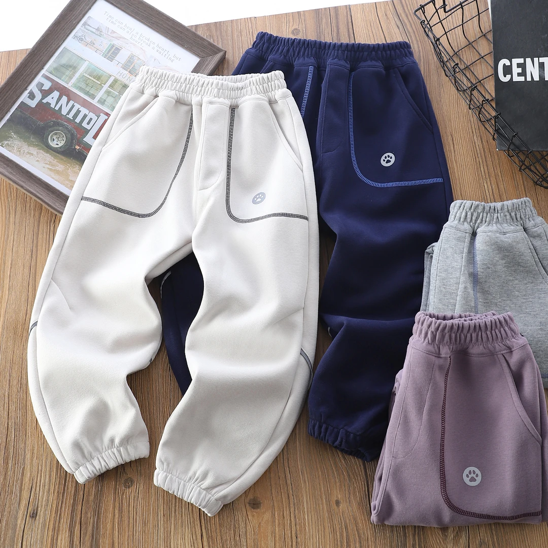 男童女童裤子2春新款儿童反光条洋气卫裤中大童休闲运动长裤25106