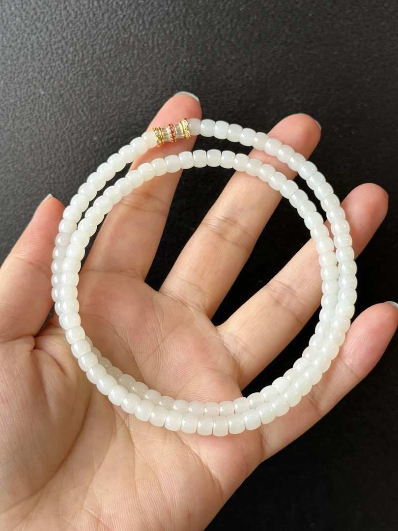 新疆和田玉米达直切4*5项链