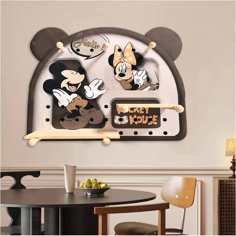洞洞板装饰画米奇推拉入户玄关置物架挂画沙发背景墙装饰置物隔板
