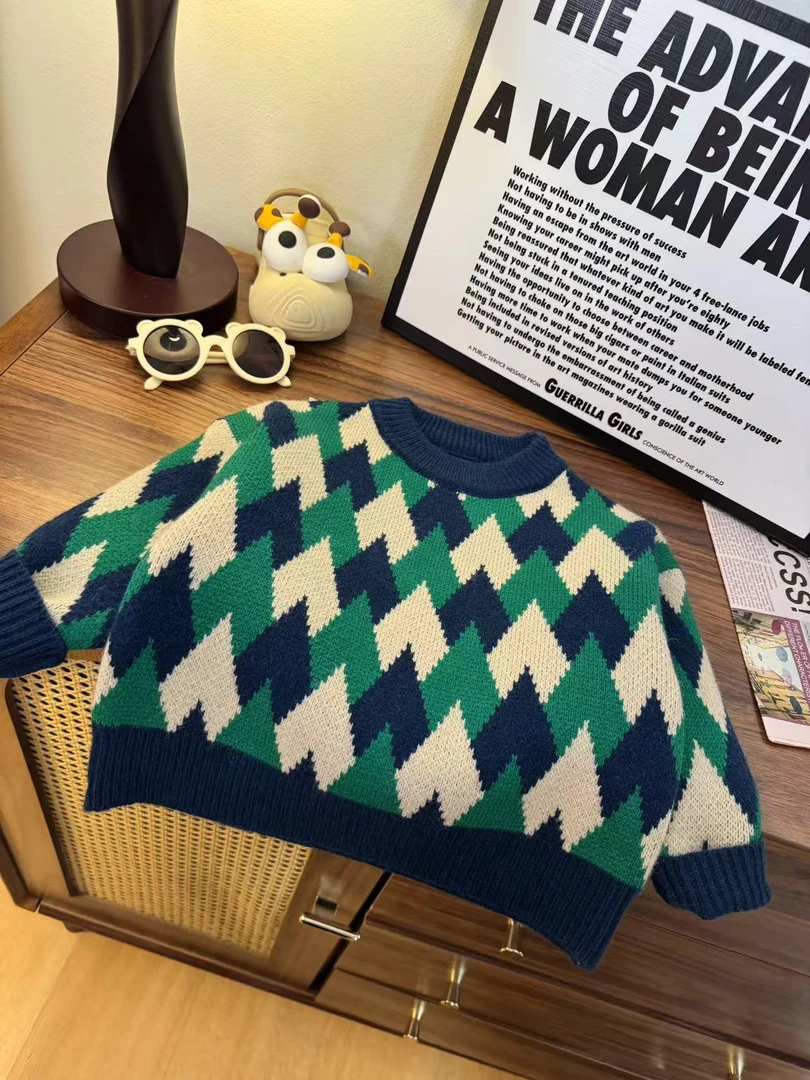 儿童针织时尚百搭连帽男童韩版带帽套头