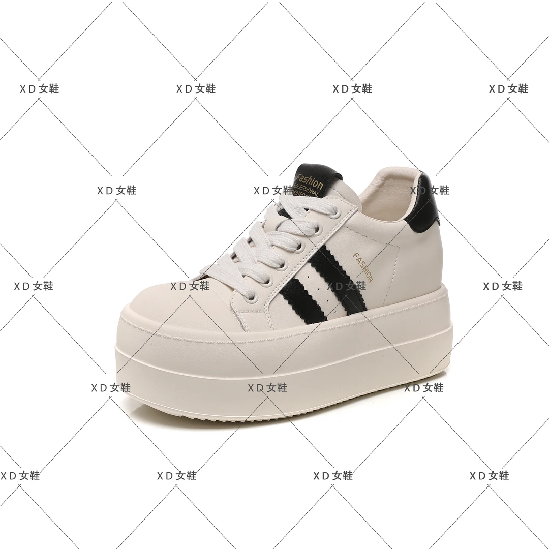 【增高8.5公分】2025新款女鞋时尚厚底鞋真皮百搭休闲小白鞋835-5