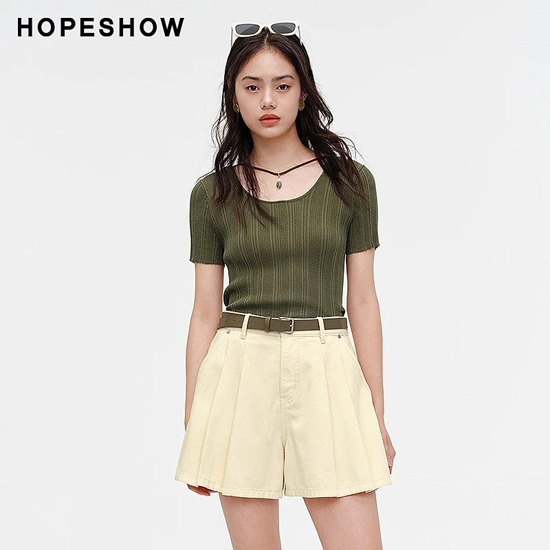 【思思专属】红袖坑条芭蕾领套头短袖上衣89124190117