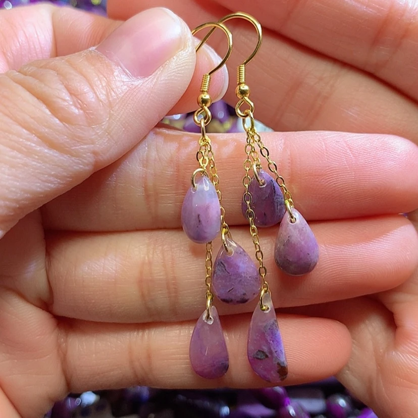 【闪购商品】苏纪石（舒俱来）耳钩银S925镀金镶嵌