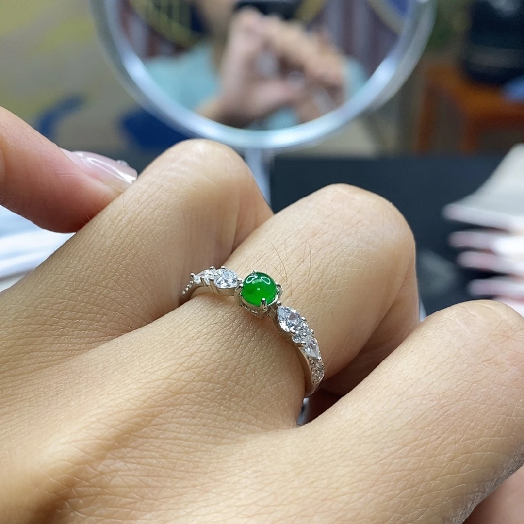 木***~翡翠银S925镶嵌手镯翡翠戒指