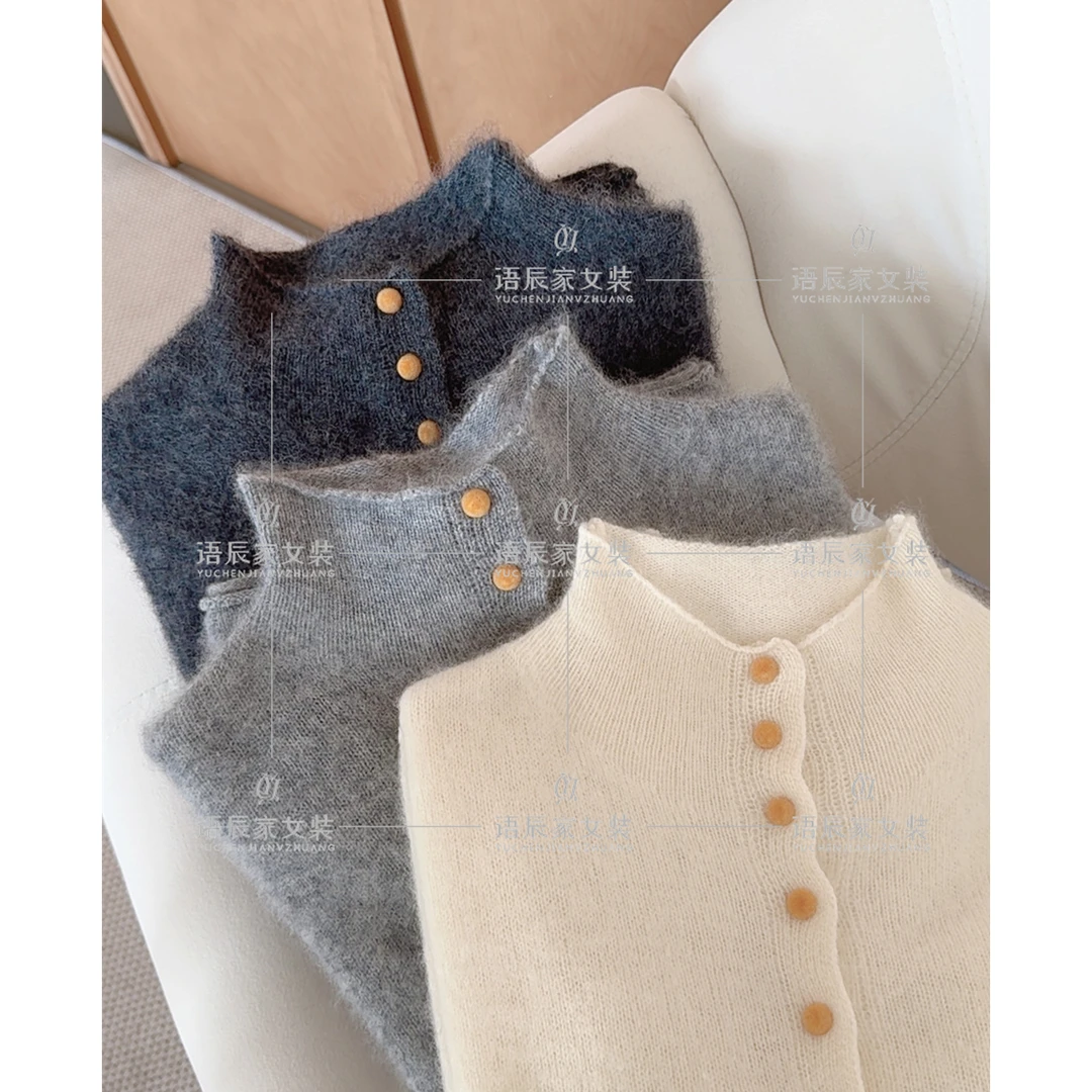 奶黄扣【 羊毛~拉毛】#高货 半高领毛衣打底衫女时尚洋气上衣B1823