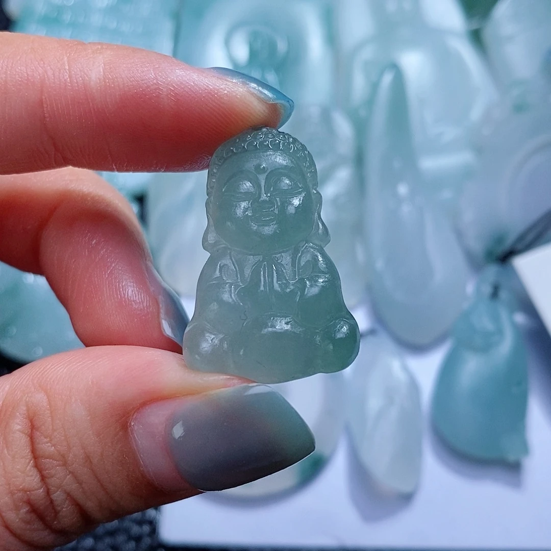 定制翡翠未镶嵌毛货付款后确认抛光