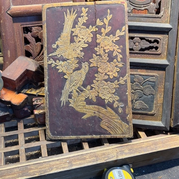 小***虎香榧木老木雕花板艺术
