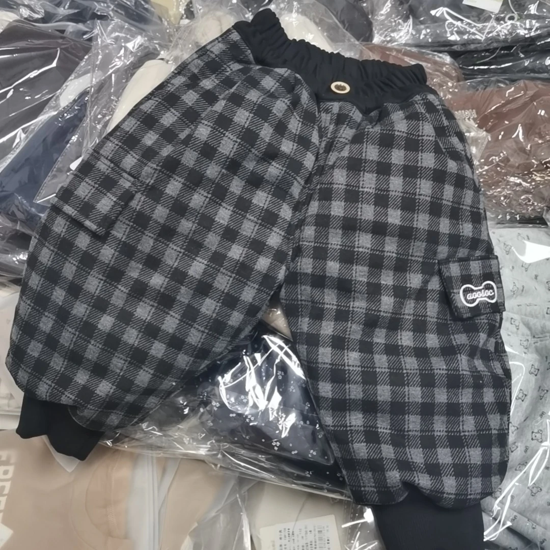 秋冬格子夹棉过冬新款韩版洋气男女童