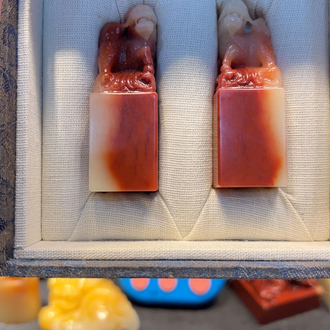 寿山石印石寿山芙蓉石对章