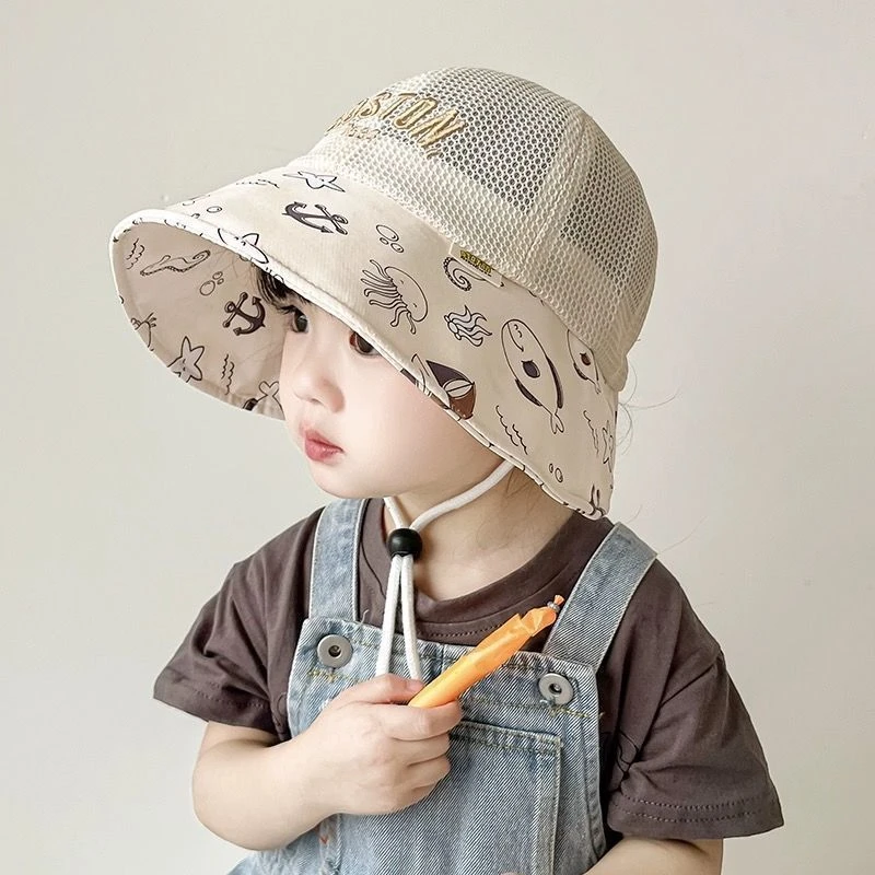宝宝帽子春夏款婴儿遮阳帽儿童防晒帽大檐太阳网帽男童女童防晒帽