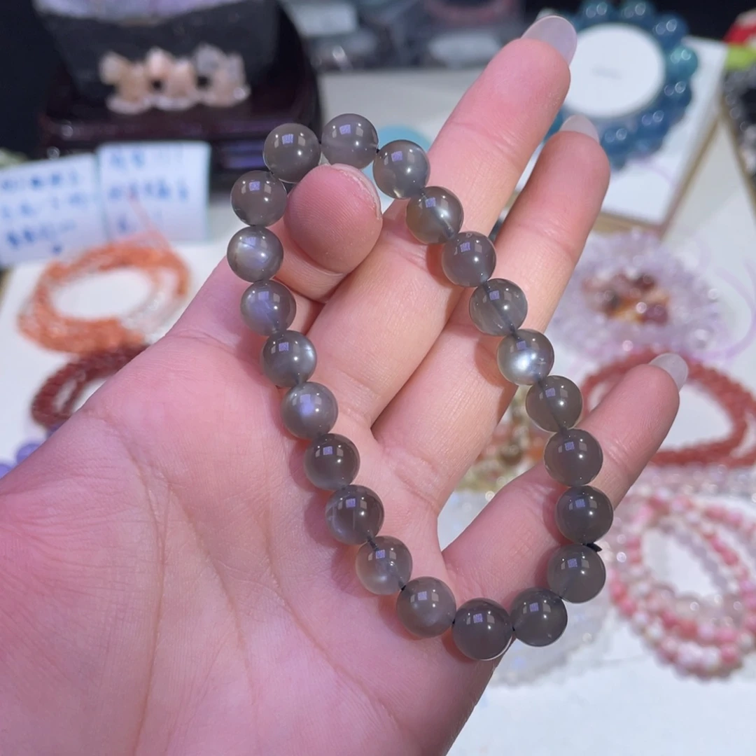 未镶嵌手链水晶黑银月光8+