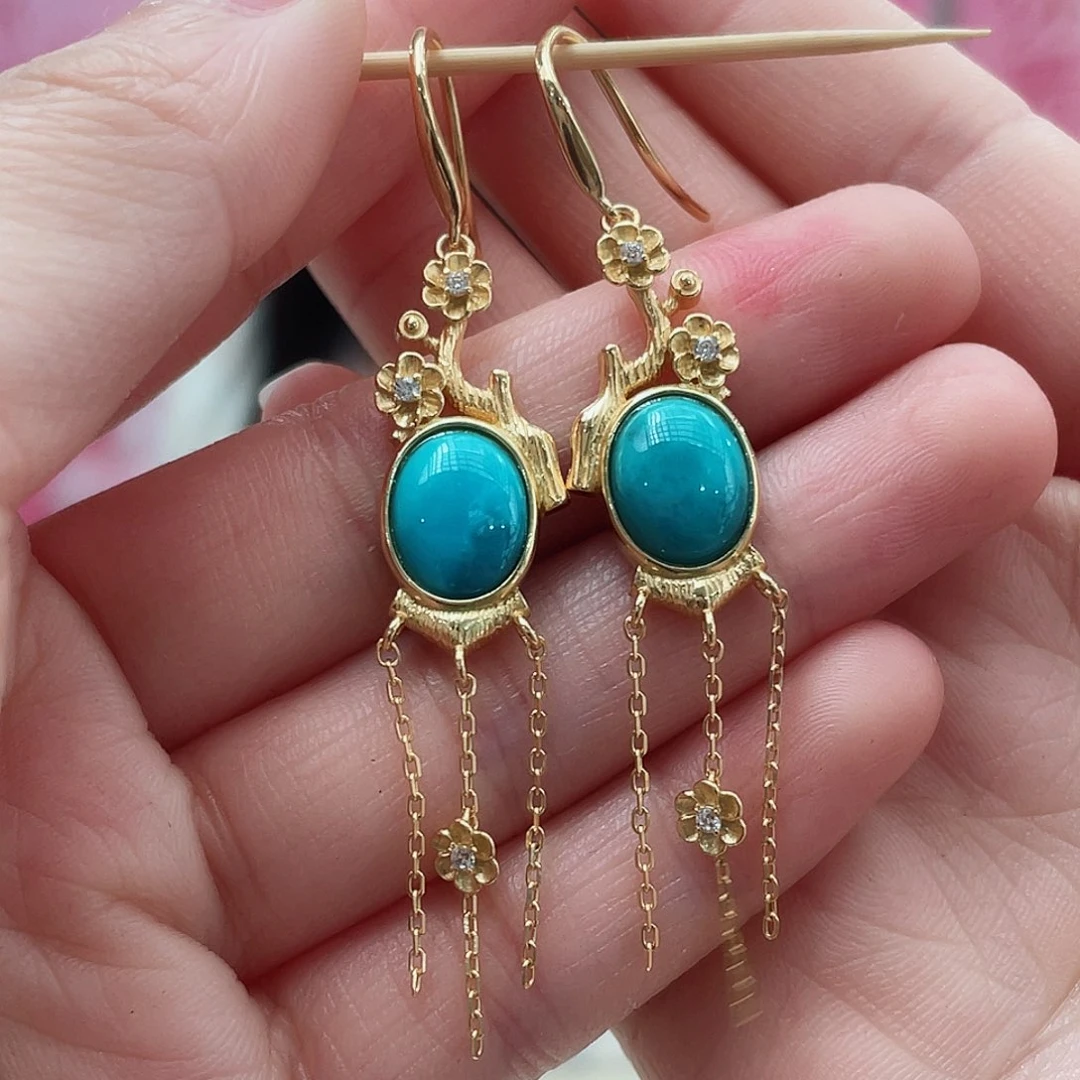 绿松石颈饰银S925镶嵌