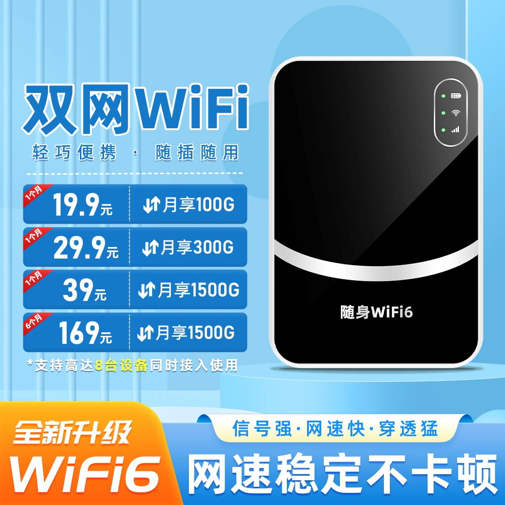 随身wifi推荐第一名打游戏专用双网高速wifi6按月充值便携宽带
