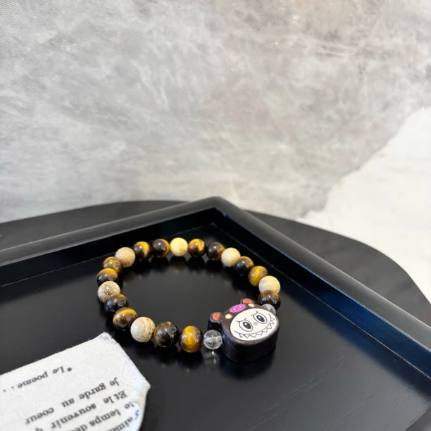 铜合金仿水晶手链 木质拉家棕zz手链SL2031