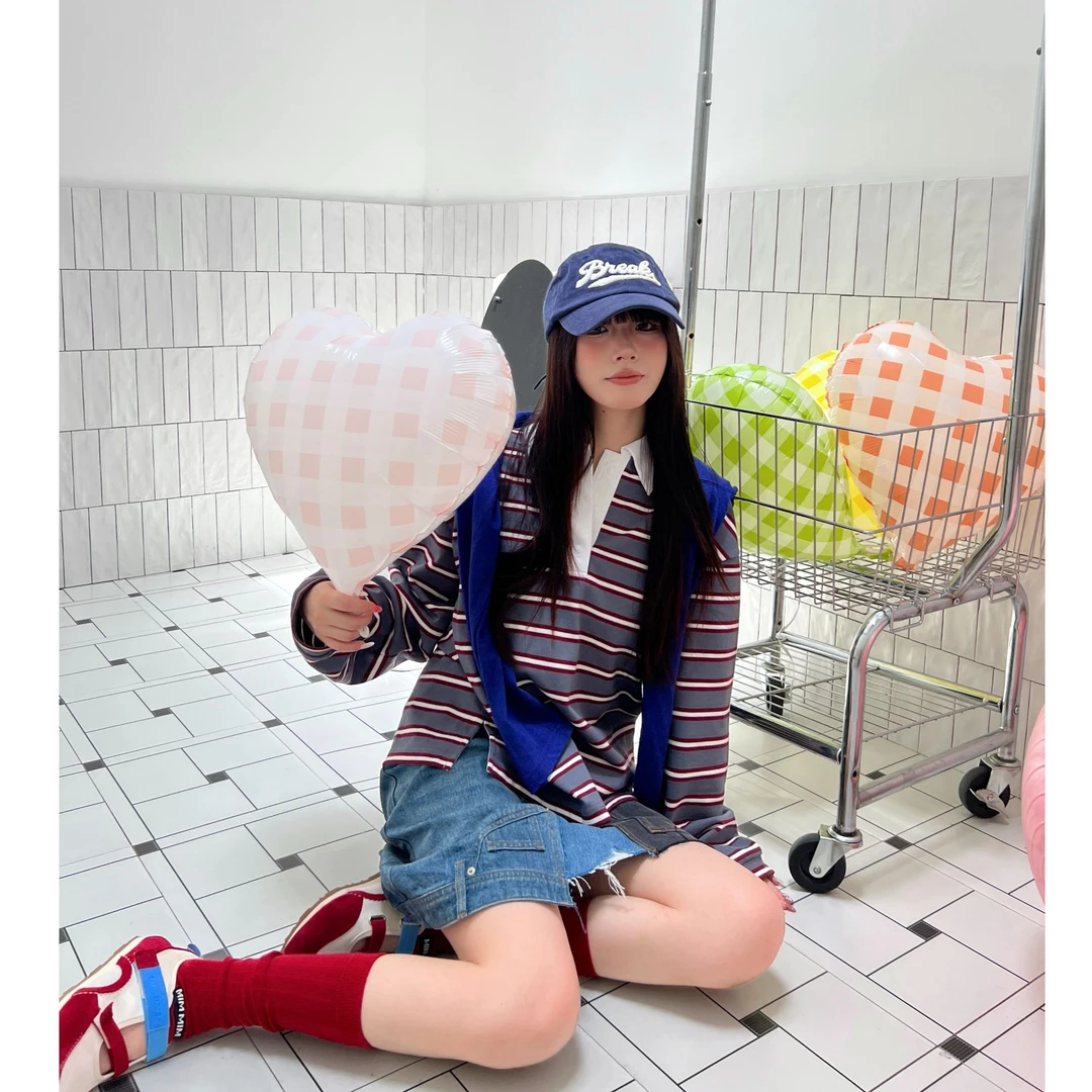 SHORT SENTENCE短句 撞色条纹Polo上衣女25AW秋季新款长袖T恤IINC