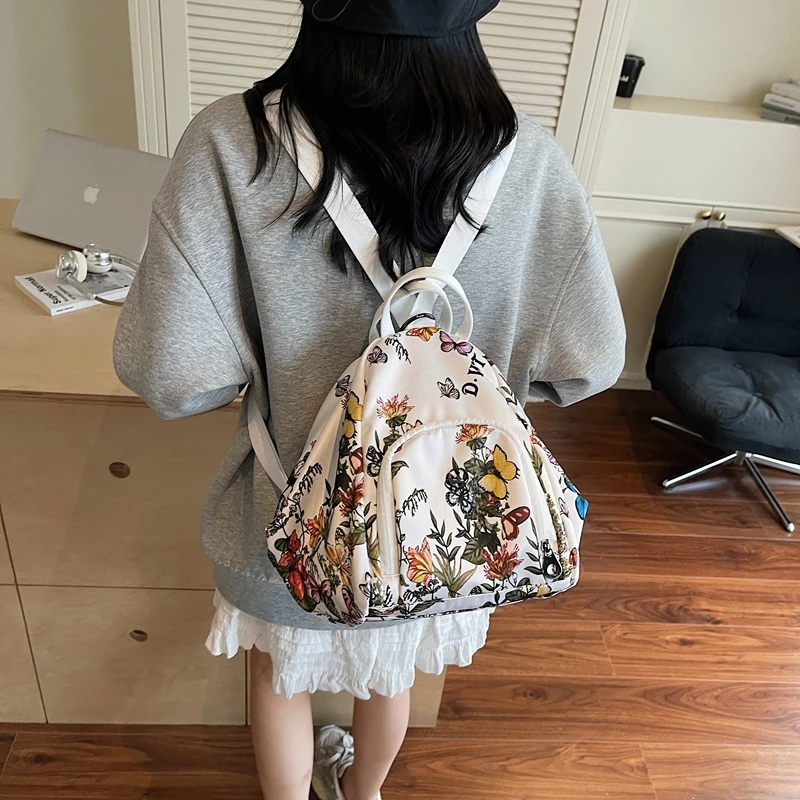 日系小众大容量旅游双肩包时尚多功能斜跨单肩包防水女士背包6511