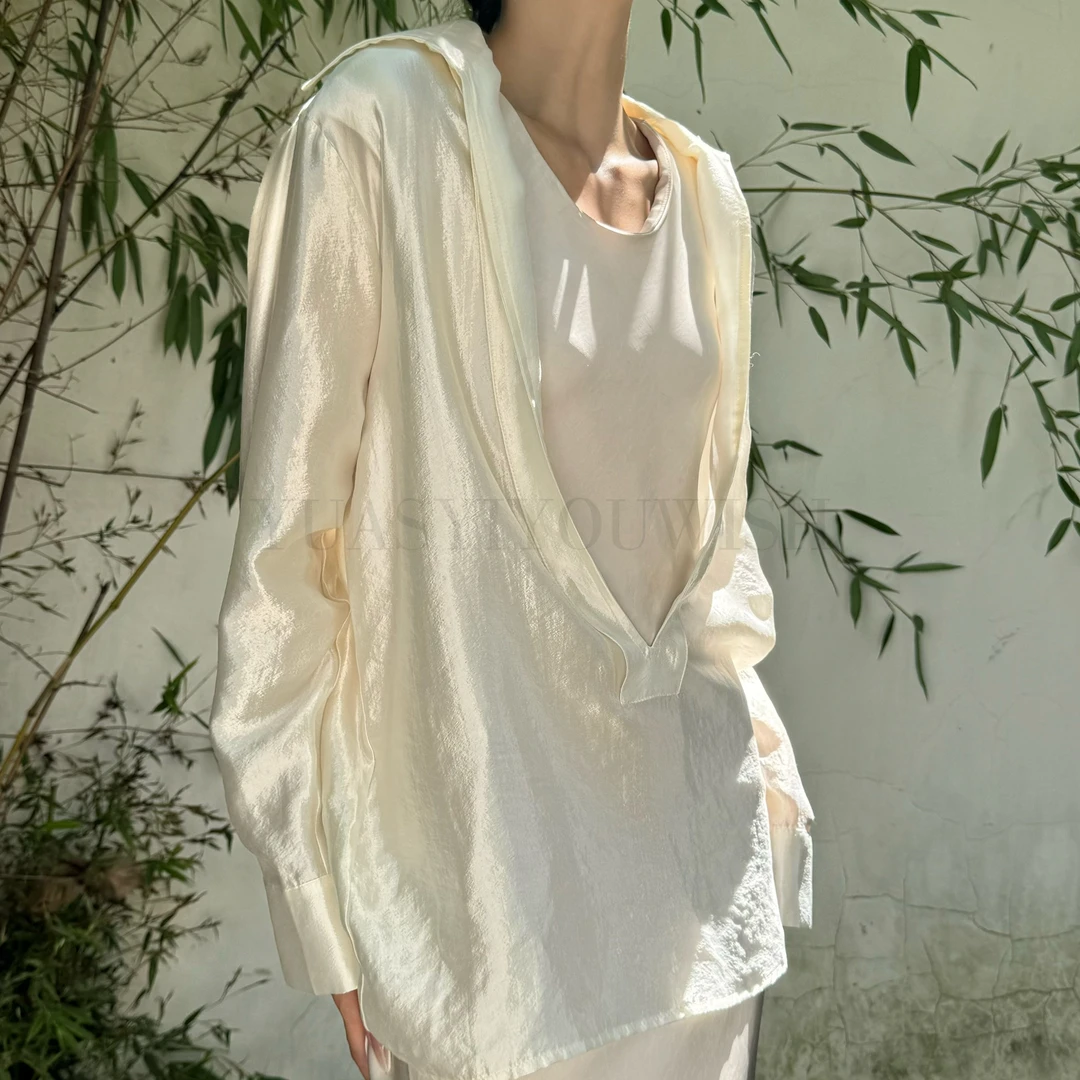 YUASYIYOUWISH|"逾静"设计师版型半开领长袖衬衫